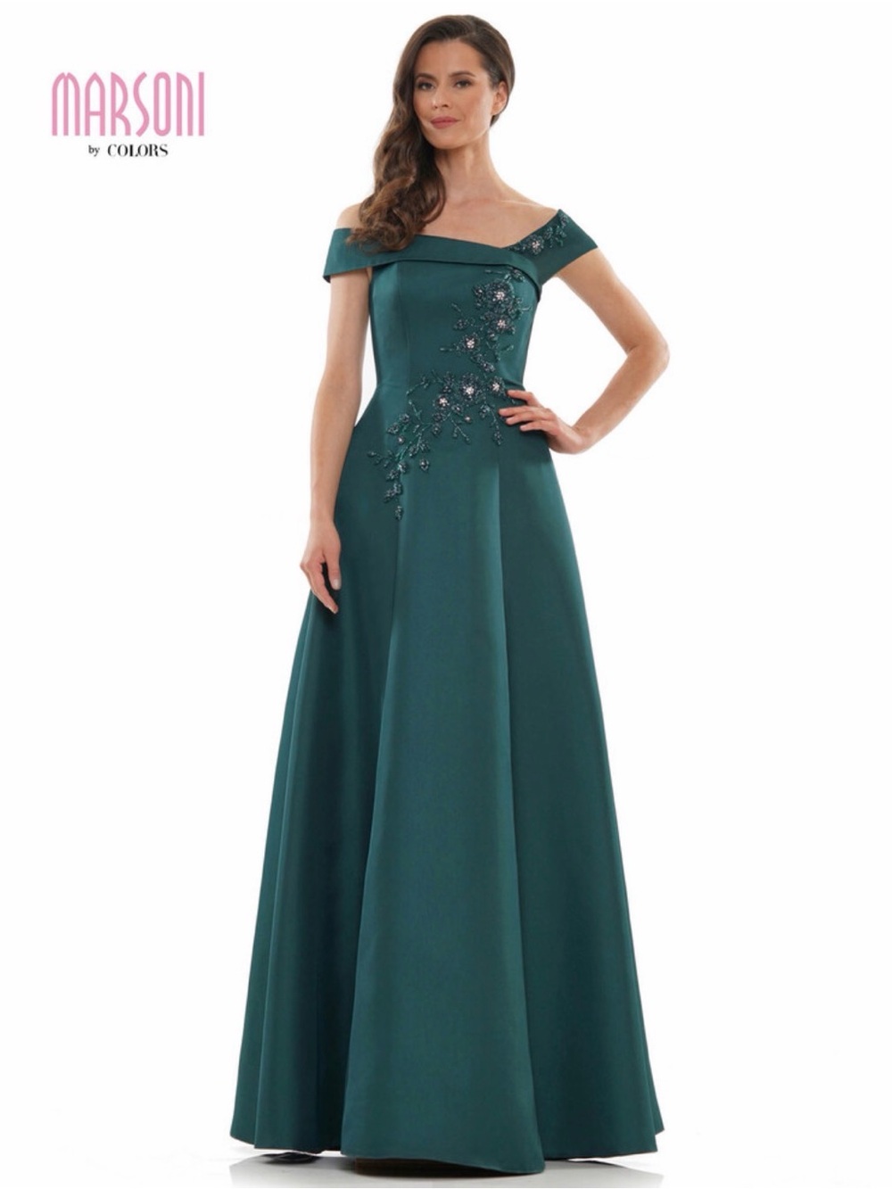 Marsoni by Colors Deep Green Embellished Evening Gown